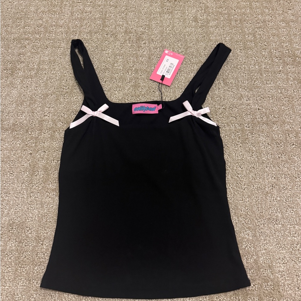 Edikted Black Camisole with Pink Bows